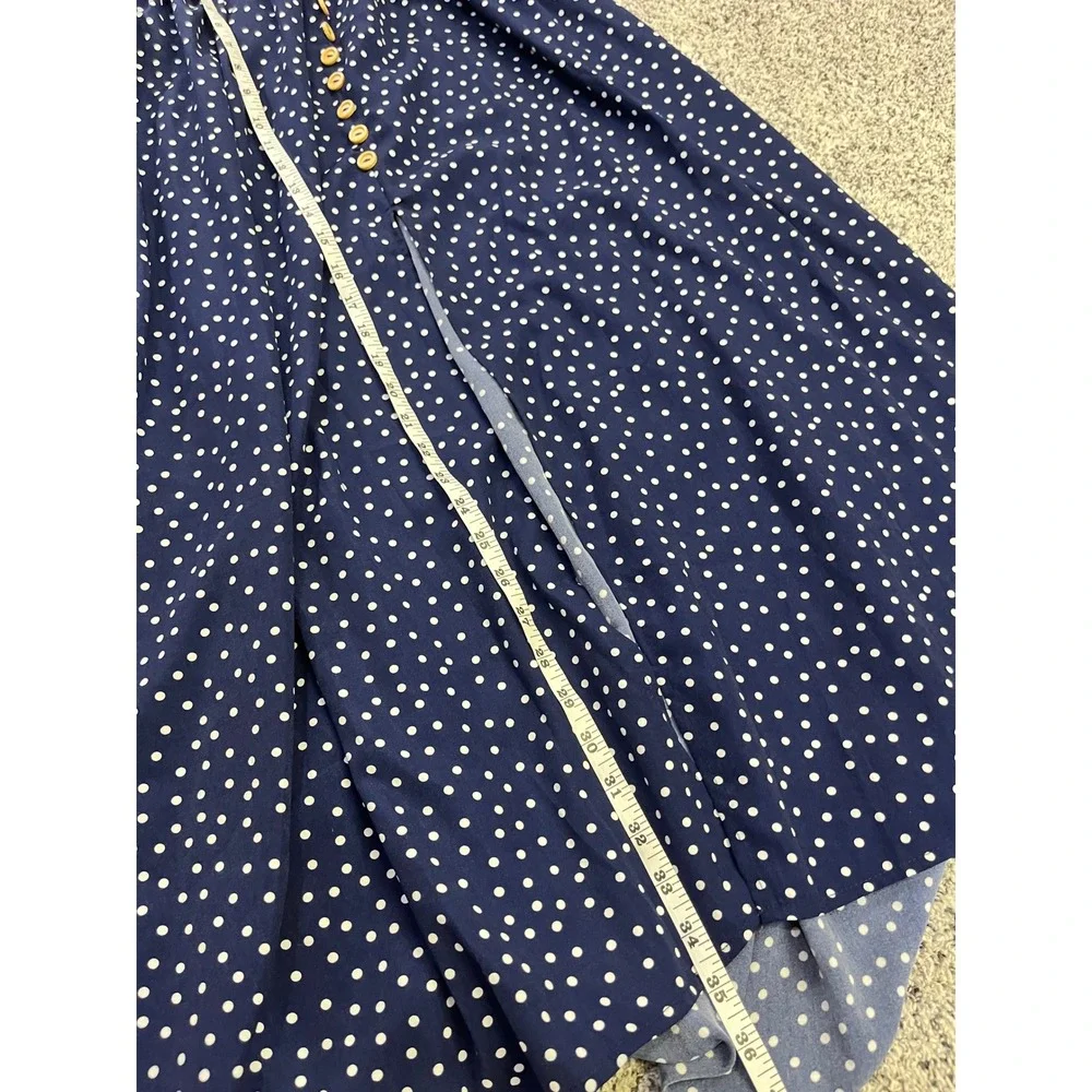 SHEIN Womens Navy Blue Polka Dot Two Piece Set Smocked Crop Top Maxi Skirt Small
